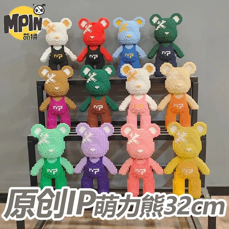Red and Black Bear Building Block Set – 32 cm Collectible Model