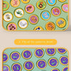 A game board with animal patterns on the concave and convex parts, showing how to flip the patterns down.