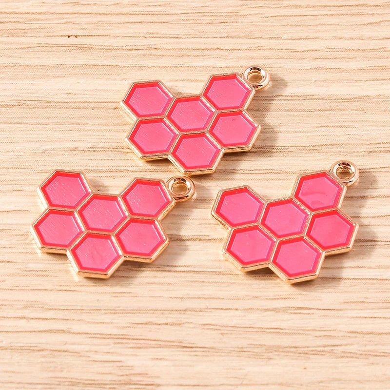 Gold Enamel Honeybee Charms for Jewelry Making (Set of 10)
