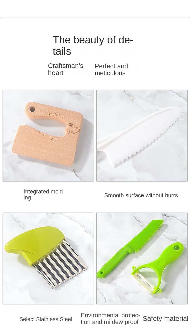 A set of plastic play knives and a mold for crafting, highlighting the beauty of details and meticulous work.
