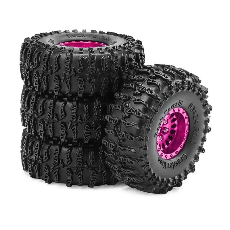 1/18 RC Crawler Metal Beadlock Wheel and Tire Set (4 pcs)