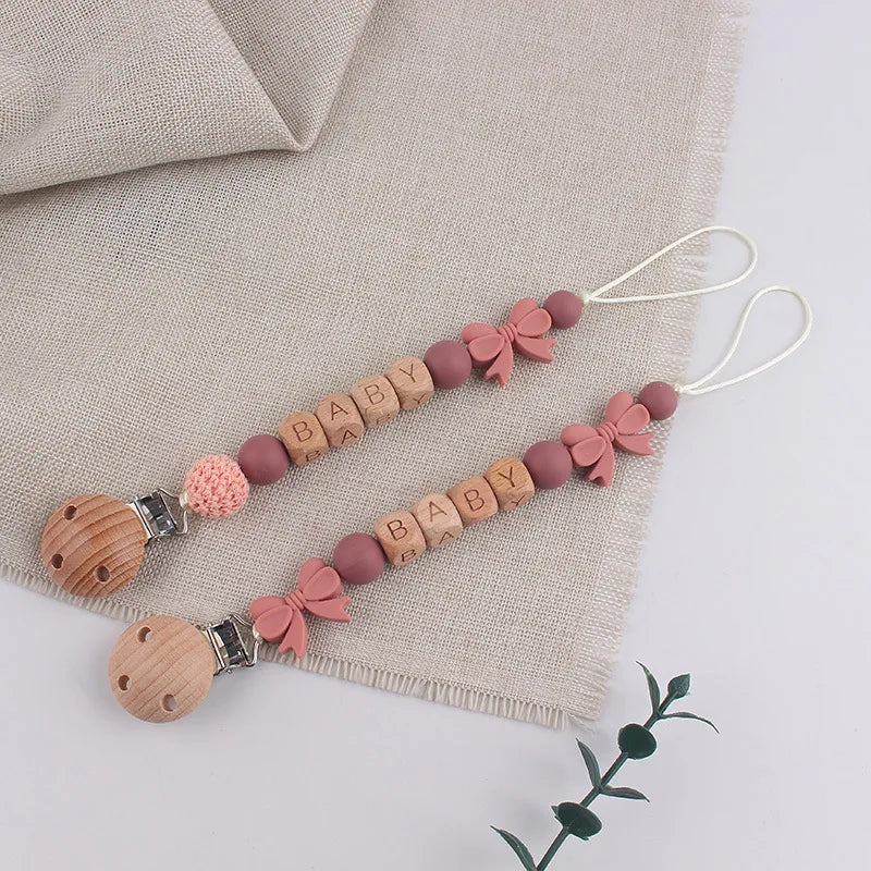 Personalized Baby Pacifier Clip with Silicone Beads