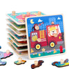 A collection of wooden Montessori puzzles featuring colorful alphabet, number, and shape matching pieces for toddlers.