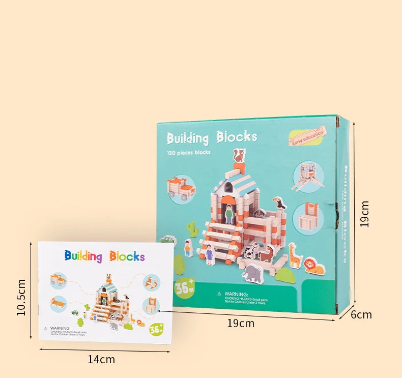 Natural Wooden Building Blocks Set for Toddlers