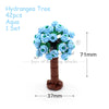 A set of 42 hydrangea tree building blocks in blue and green, featuring a trunk and blossoms.