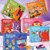 A box of a 6-in-1 Chunky Puzzle Box featuring various themed puzzles like animals and fairy tales for children.