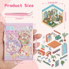 A box of DIY 3D sticker scene craft kit featuring various stickers and components for creating a miniature scene.