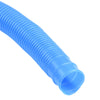 A blue flexible hose used for a replacement pool pump system.