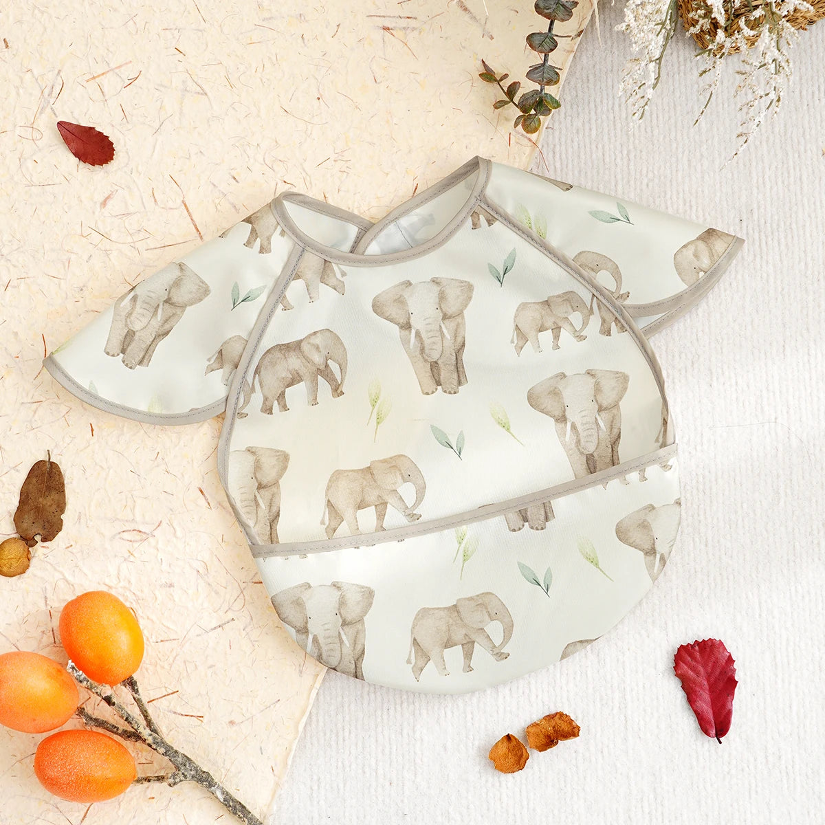 Waterproof Adjustable Baby Bib with Catch Pocket