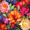 Vibrant floral art featuring colorful roses and sunflowers in a 5D diamond painting kit.