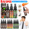 A collection of Jiu-Fish Toxic Bomb Super Stinky Ass spray liquid bottles and a hand applying the product.