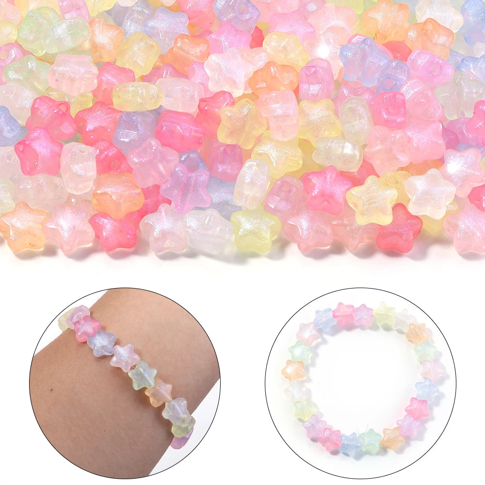 Mermaid Star Acrylic Beads – 10mm Luminous Loose Beads for DIY Jewelry