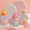 A collection of colorful geometric monster mini bean blind boxes in various translucent and opaque vinyl figures displayed on