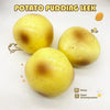 Yellow potato-shaped squishy toy with textured surface shown on a white background.