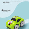 A bright lime green remote control car with a number 13 decal is shown on a light blue background.