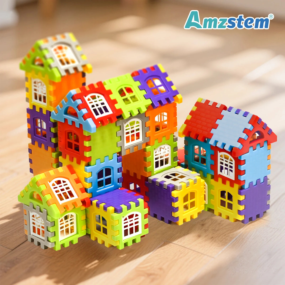 Large House Building Blocks Set with Window Designs – 140-Piece STEM Toy for Kids