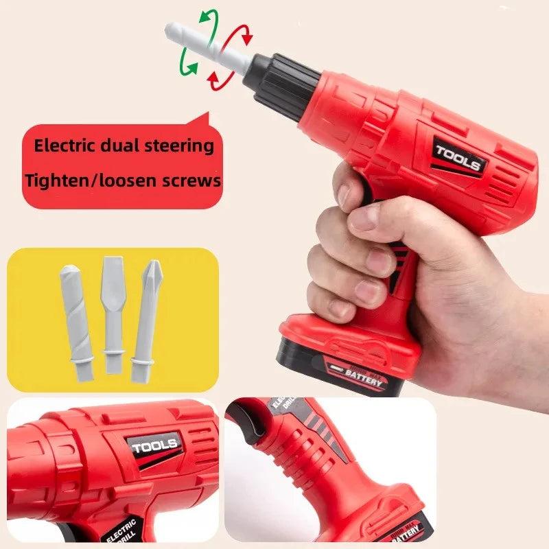 Kids Repair Toolbox Toy Set – Pretend Play Engineering Tools with Drill