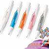 A set of six colored diamond painting pens with automatic bead dispensers displayed against a white background.