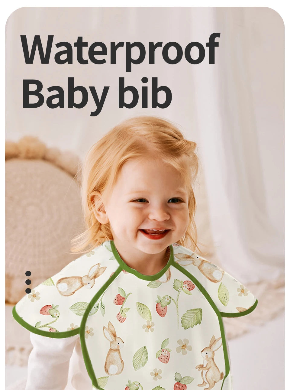 Waterproof Adjustable Baby Bib with Catch Pocket
