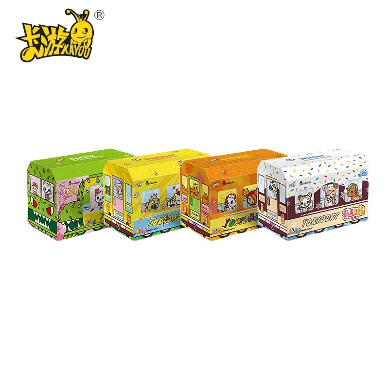 A collection of colorful collectible cards from the KAYOU Tokidoki Unicorn Adventure Journey Series Vol.1
