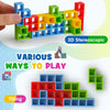 Colorful 3D stereoscopic stacking blocks in various colors like red, blue, and green for a game