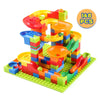 A colorful marble run building blocks maze track toy with 168 pieces.