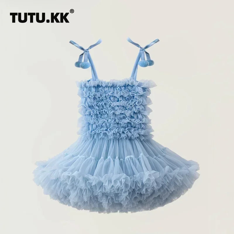 Children's Princess Tutu Dress with Ruffled Ball Gown Design