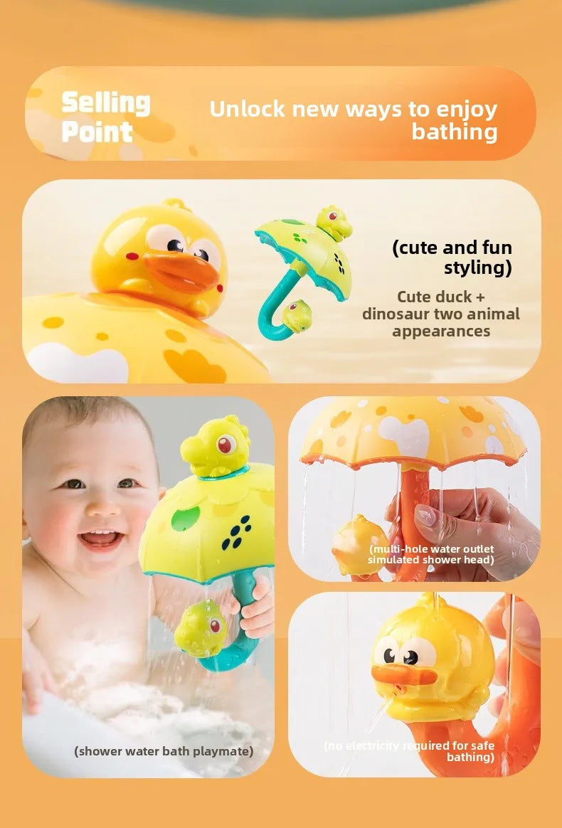 Rotating Water Umbrella Bath Toy for Toddlers – Duck & Dinosaur Sprinklers