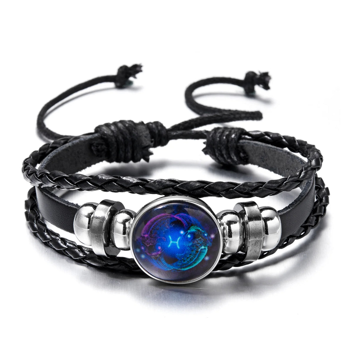 Zodiac Sign Luminous Leather Wrap Bracelet