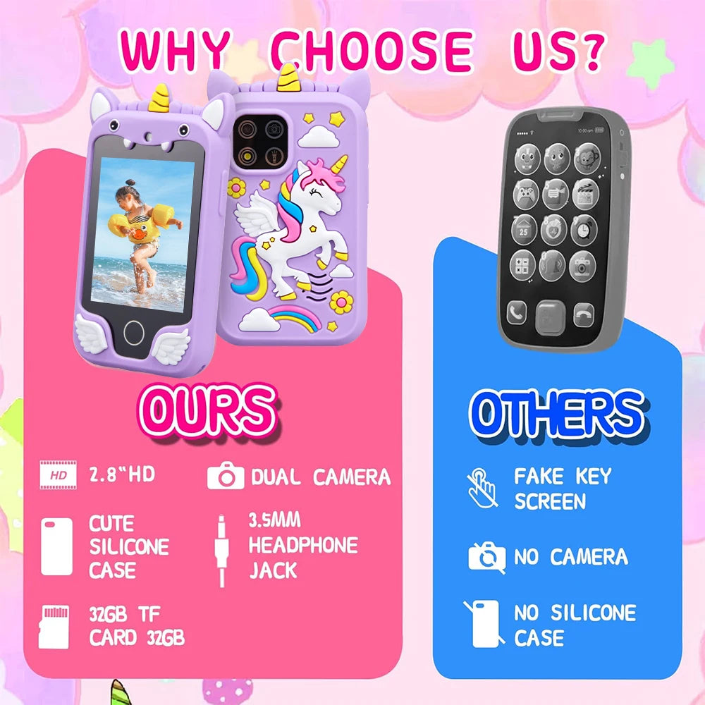 Unicorn Kids Smartphone Toy with Dual Camera and Music Player