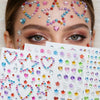 3D Rhinestone Face Stickers with Laser Hearts, Stars & Moons