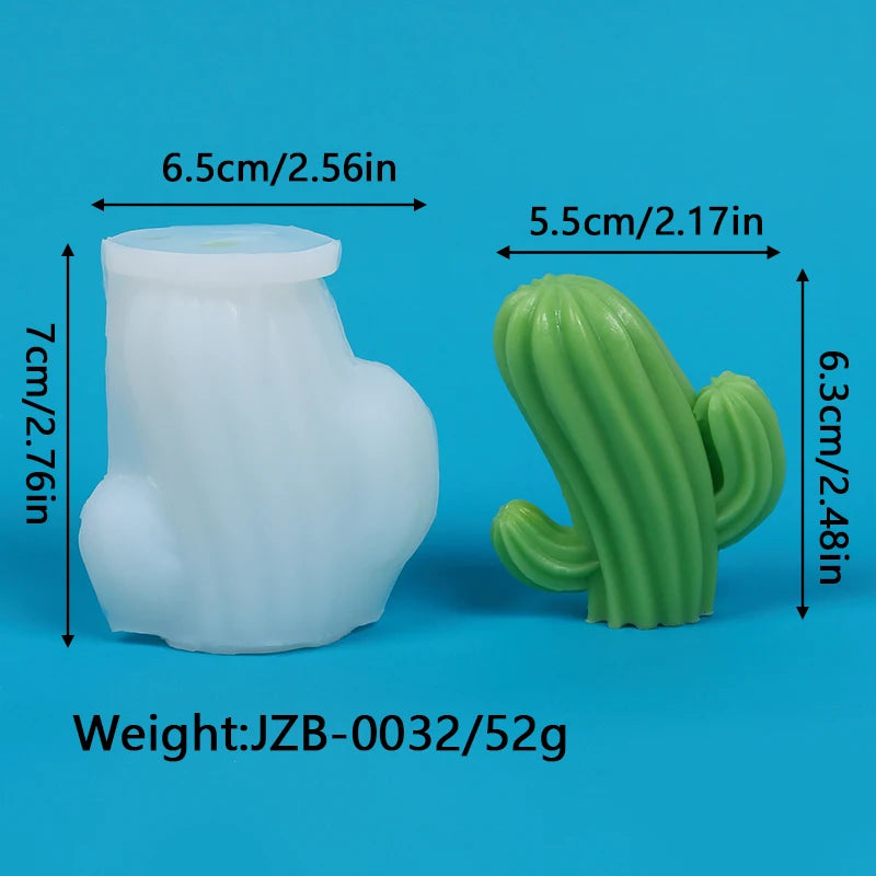 White silicone mold shaped like a cactus for crafting candles, soap, or plaster