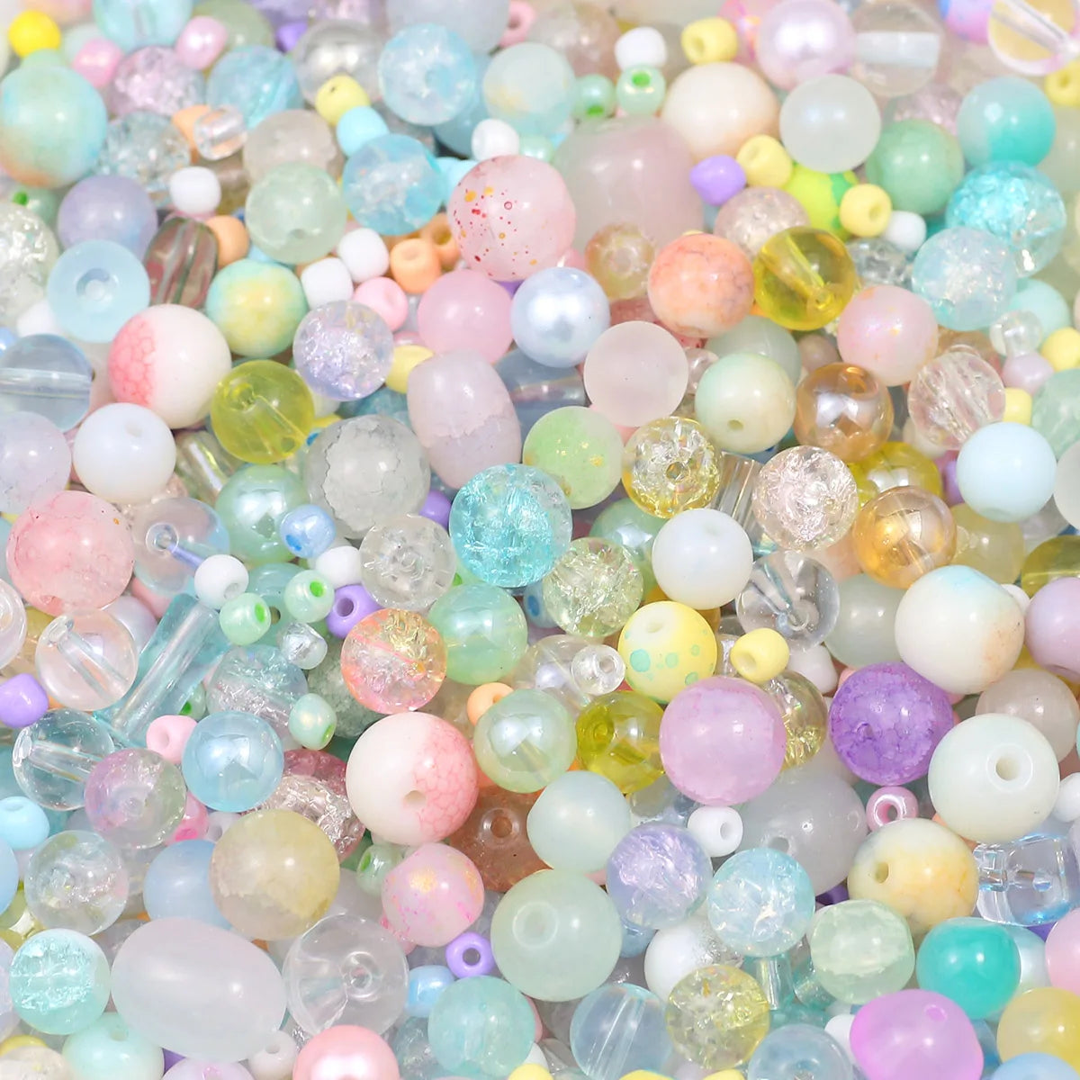 Mixed Glass Beads in Assorted Sizes for Jewelry Making