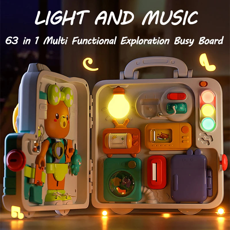 Montessori Busy Board with Lights and Music for Toddlers