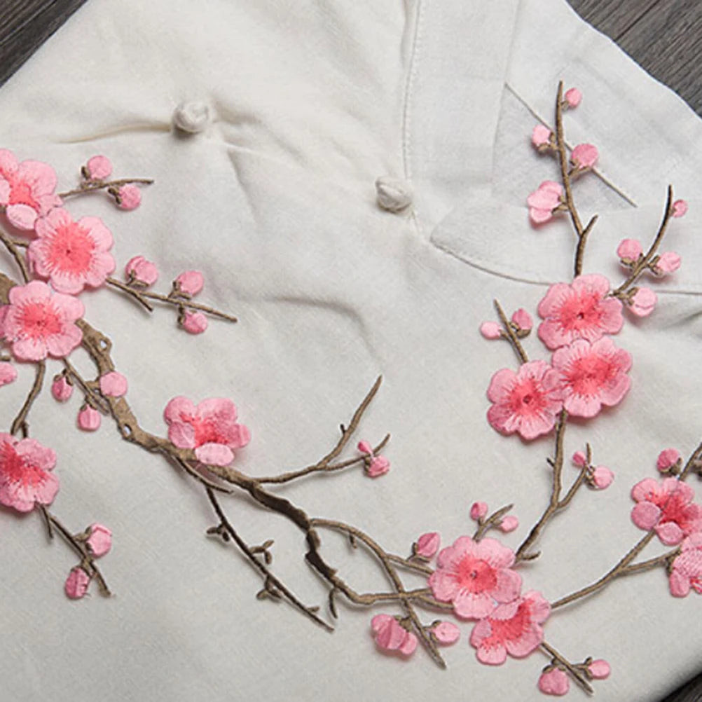 Plum Blossom Embroidered Applique Patch