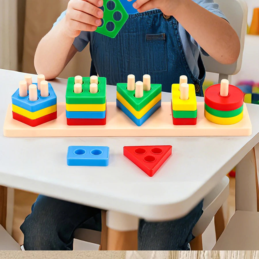 Geometric Shape Sorting Blocks Set for Toddlers