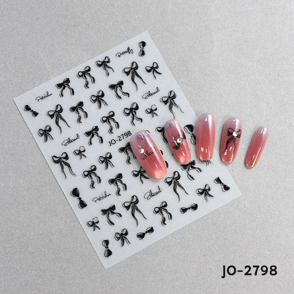 3D Bow Nail Stickers with Ribbon, Heart & Stripe Designs