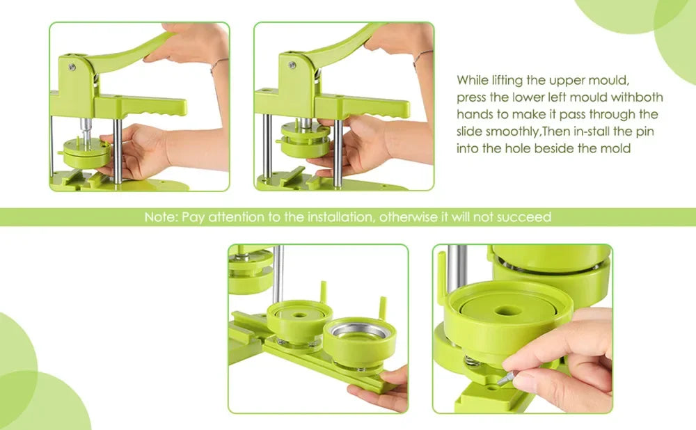 DIY Button Maker Machine Kit with Interchangeable Molds – 5 Sizes