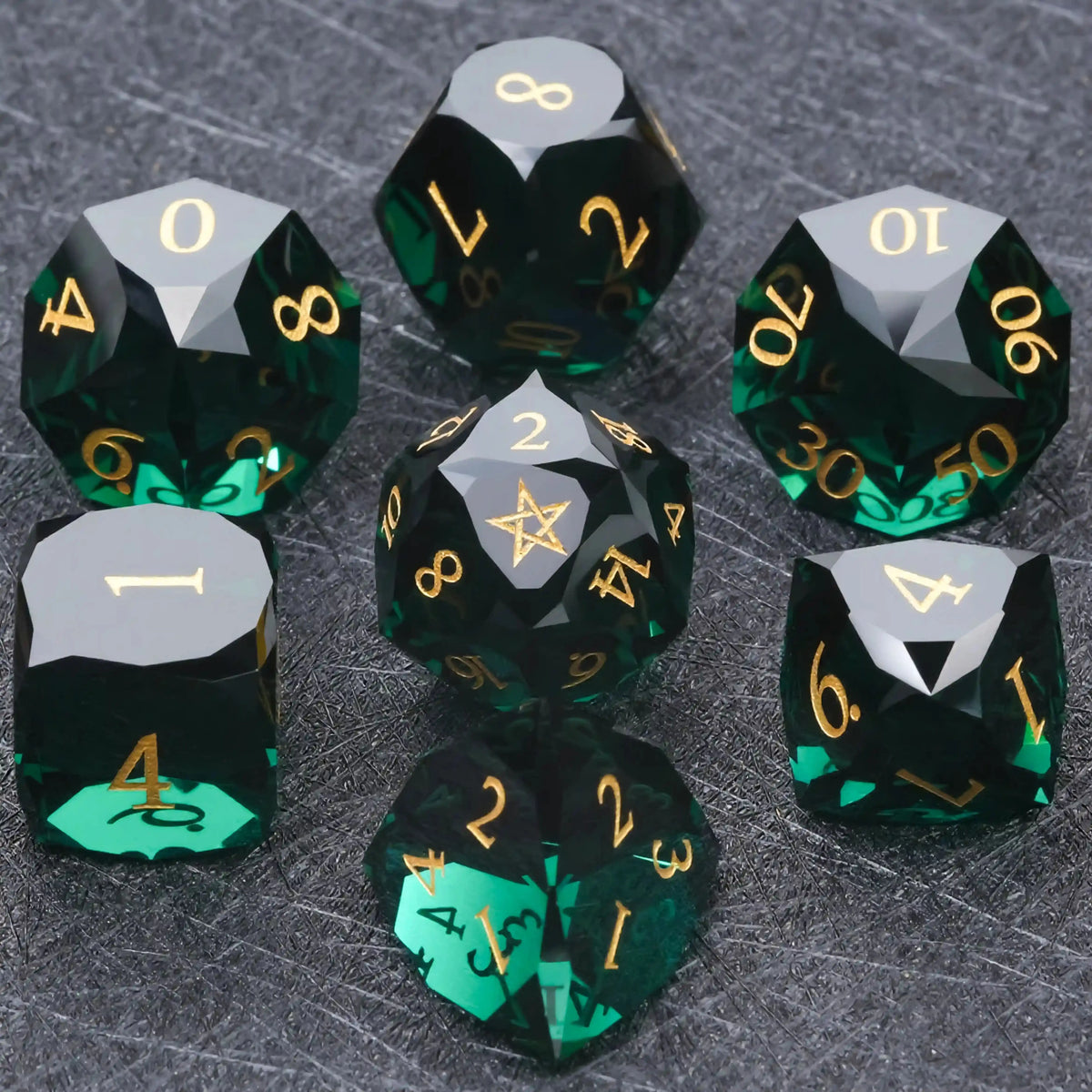 Premium 7-Piece Frosted Gemstone Polyhedral Dice Set for Tabletop RPGs