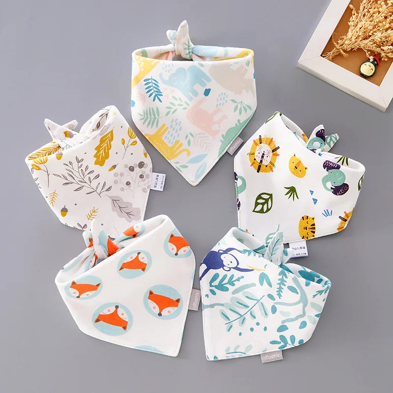Cotton Waterproof Baby Bibs with Absorbent Bandana (5-Pack)