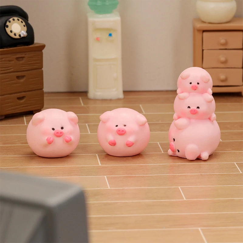 Cute Mini Piggy Resin Figurine for Desk, Shelf & Garden Decor