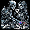 A detailed illustration of a skull with flowers and bones, used as context for a Diamond Painting kit.
