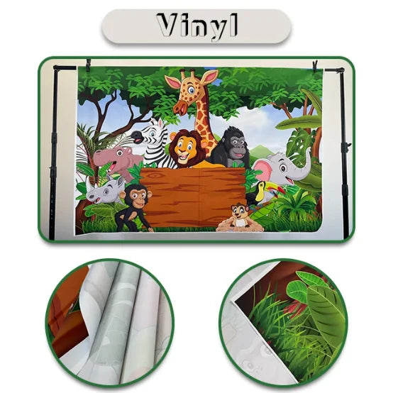 A set of cute cartoon tiger party backdrops for kids' birthday and baby shower photography