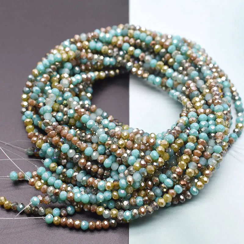 Mixed-Color Rondelle Glass Beads for Jewelry Making