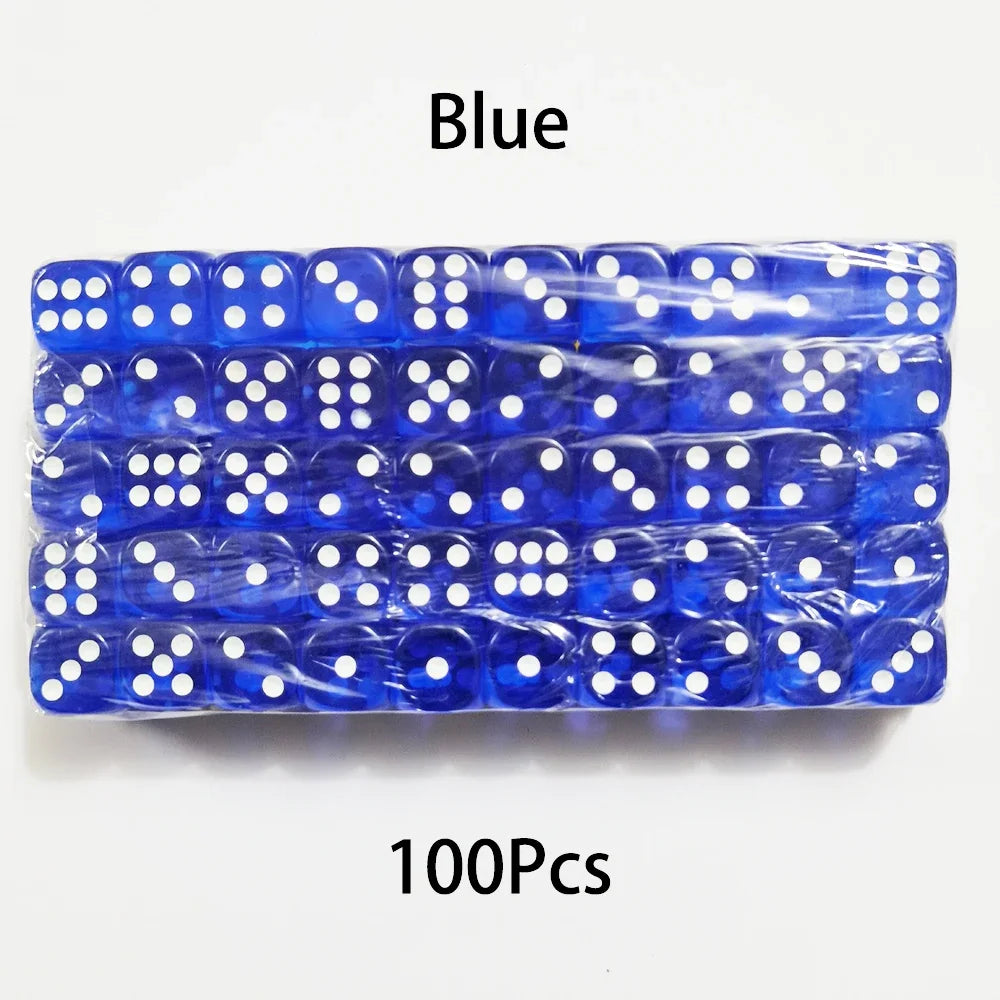 Multicolor Transparent Acrylic Dice Set – 100 Pieces