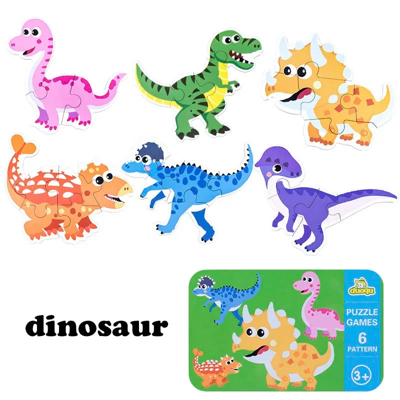 Montessori Wooden Animal Puzzle Set with Storage Box