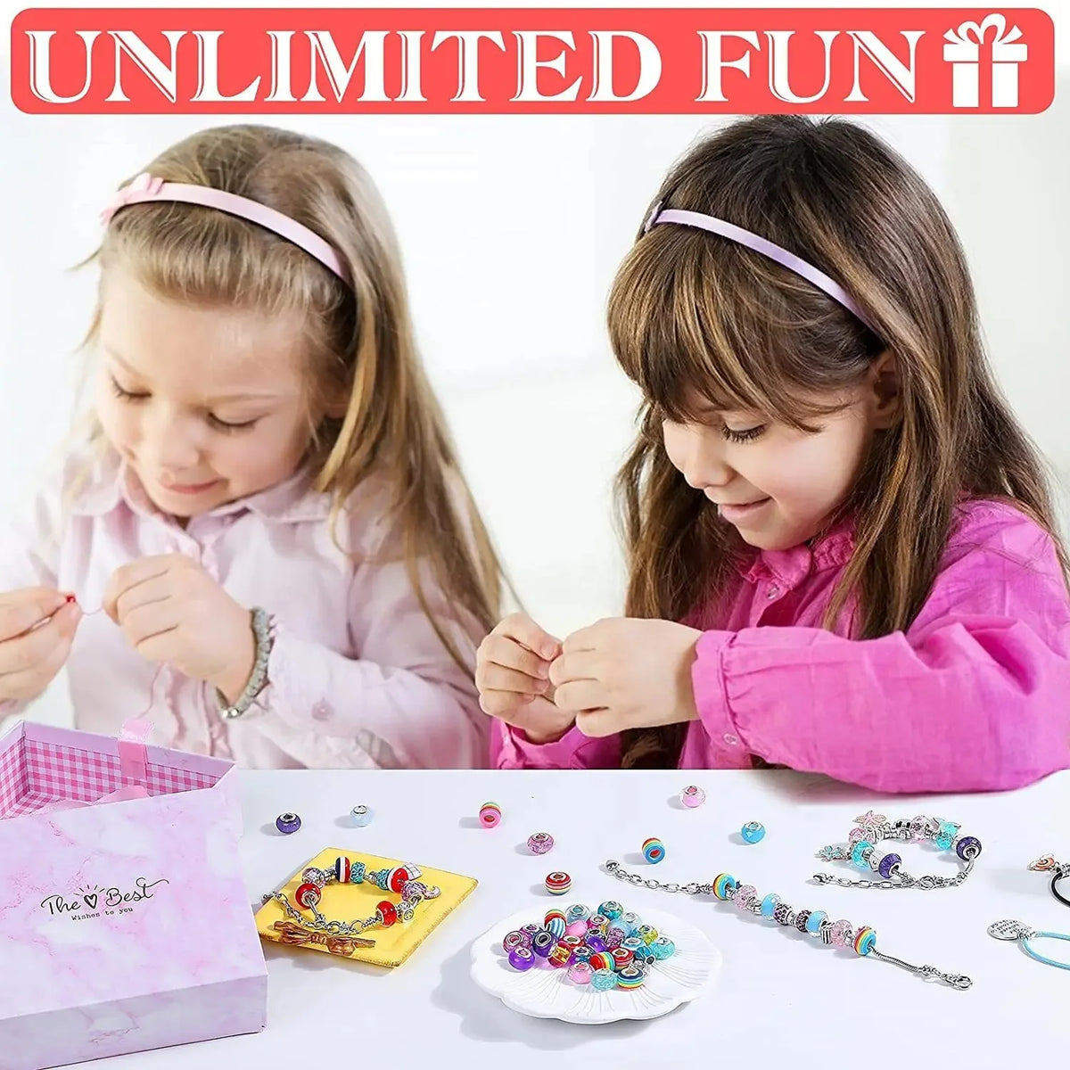 DIY Beaded Bracelet Craft Kit with Storage Box for Kids