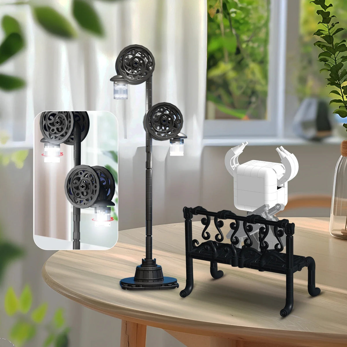 Hollow Knight Building Blocks Set – Ghost Figure with Street Lighting