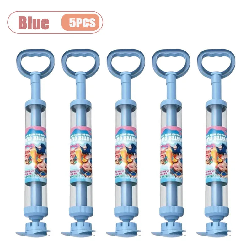Blue rotating firework water blaster toy for kids with 5 pieces