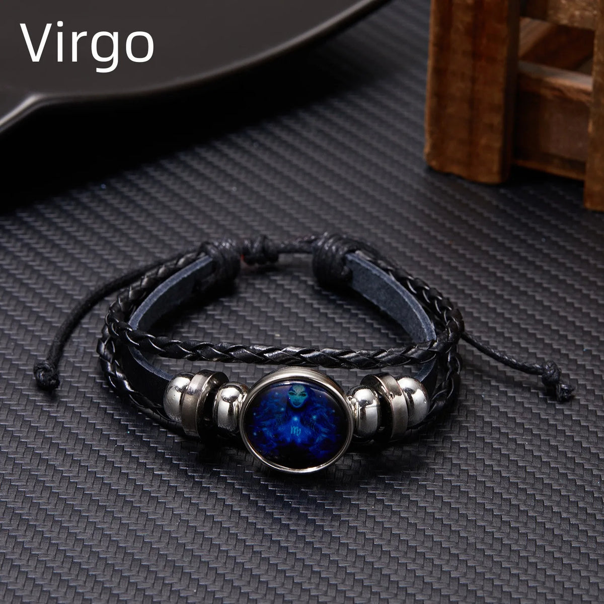 Zodiac Sign Luminous Leather Wrap Bracelet